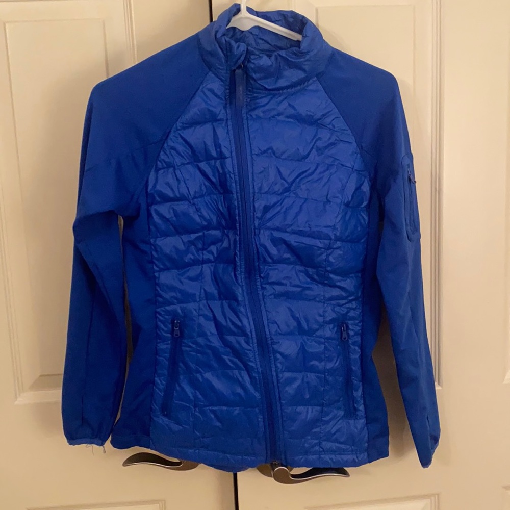 Calvin Klein Performance Royal blue asymmetrical zip down center fleece jacket